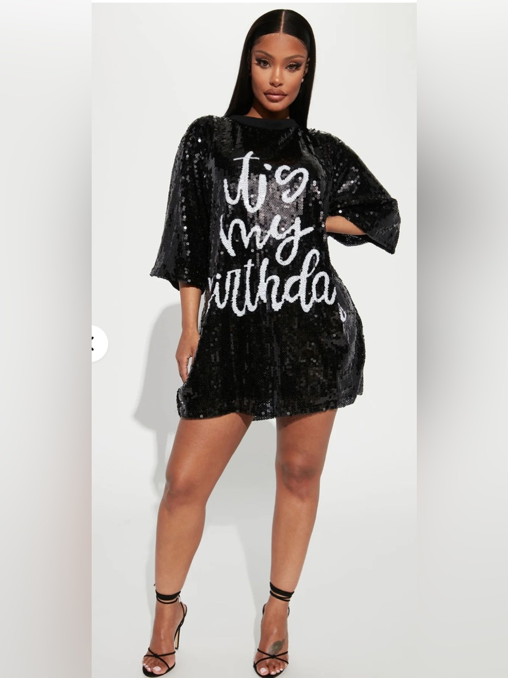 Fashion Nova Black Sequin 'It's My Birthday' Tunic Dress